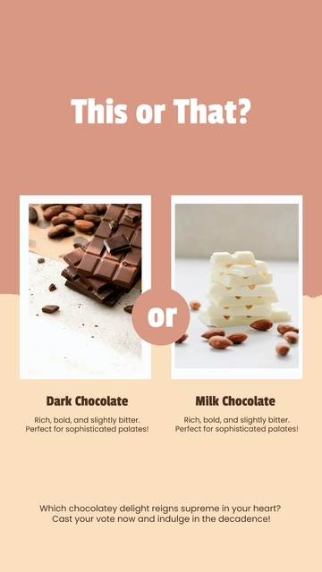 Free Dark Chocolate or Milk Chocolate This or That Instagram Post Template to Edit Online