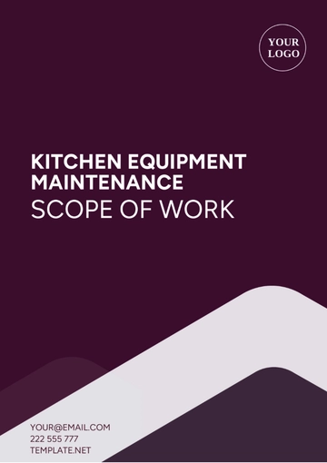 Free Kitchen Equipment Maintenance Scope of Work Template to Edit Online
