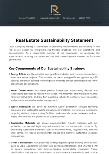 Free Real Estate Sustainability Statement Template to Edit Online