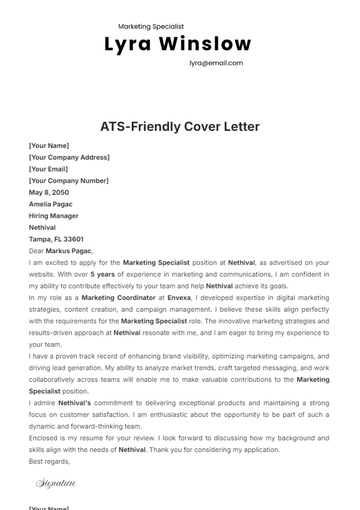 Free ATS-Friendly Cover Letter Template to Edit Online