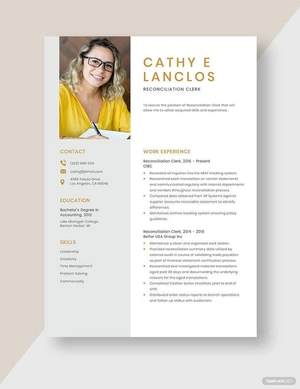 Reconciliation Clerk Resume