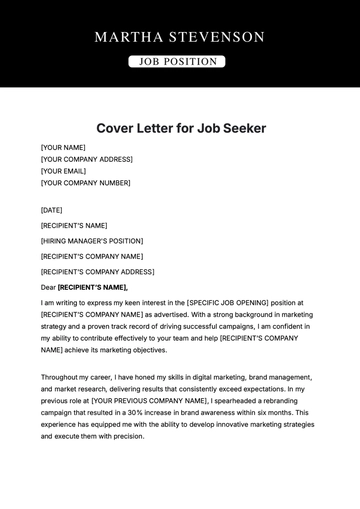 Free Cover Letter Job Seeker Template to Edit Online