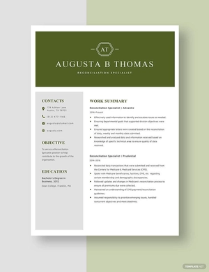 Reconciliation Specialist Resume