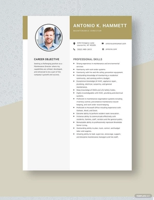 Maintenance Director Resume