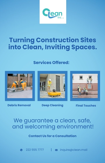 Free Post-Construction Site Cleanup Service Poster Template to Edit Online