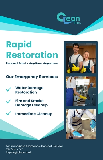 Free 24/7 Emergency Cleaning and Restoration Poster Template to Edit Online