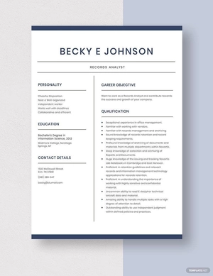 Records Analyst Resume