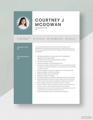 Records Clerk Resume