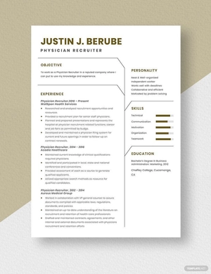 Physician Recruiter Resume