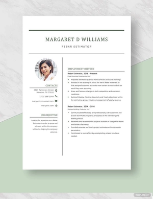 Rebar Estimator Resume