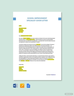 School Improvement Specialist Cover Letter
