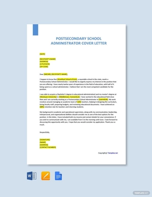 Postsecondary School Administrator Cover Letter
