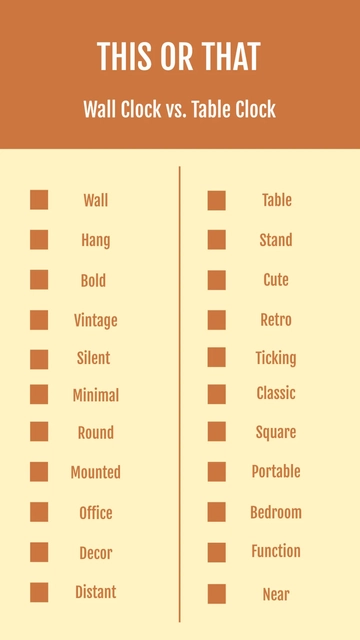 Free Wall Clock or Table Clock This or That Template to Edit Online