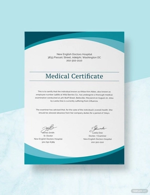 Sample Medical Certificate from Doctor Template
