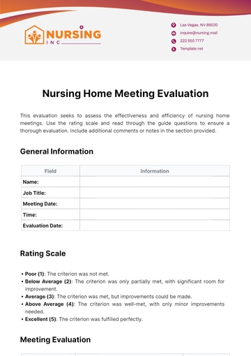 Free Nursing Home Meeting Evaluation Template to Edit Online