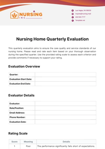 Free Nursing Home Quarterly Evaluation Template to Edit Online