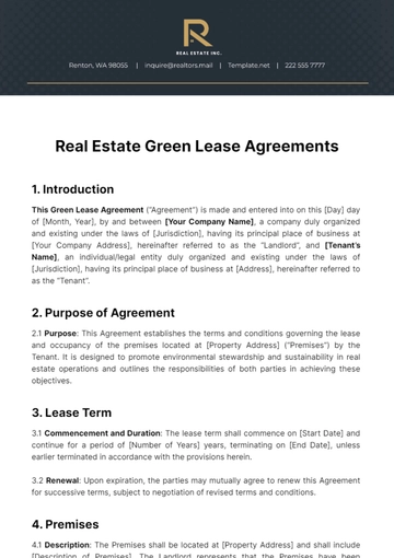 Free Real Estate Green Lease Agreements Template to Edit Online