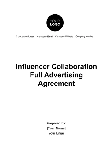 Free Influencer Collaboration Full Advertising Agreement Template to Edit Online