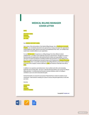 Medical Billing Manager Cover Letter