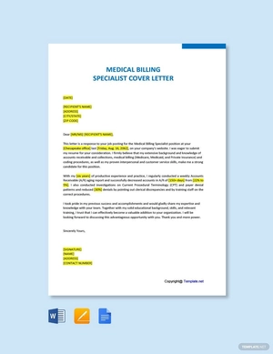 Medical Billing Specialist Cover Letter