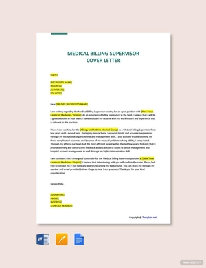Medical Billing Supervisor Cover Letter