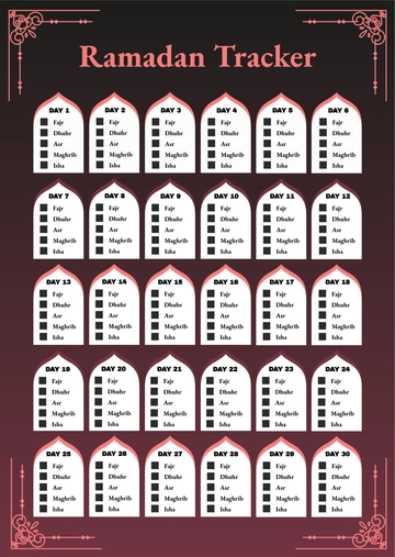 Free All in One Ramadan tracker Template to Edit Online