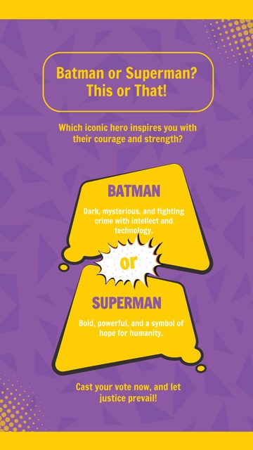 Free Batman or Superman This or That Story Template to Edit Online