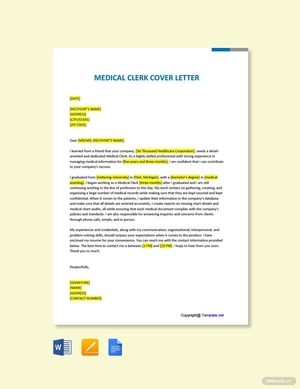Medical Clerk Cover Letter