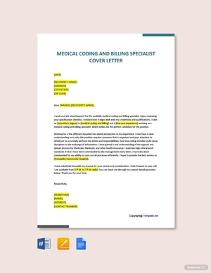 Medical Coding and Billing Specialist Cover Letter