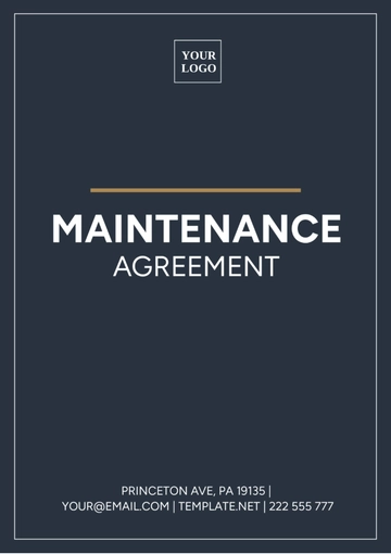 Free Maintenance Agreement Template to Edit Online
