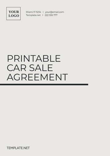 Free Printable Car Sale Agreement Template to Edit Online