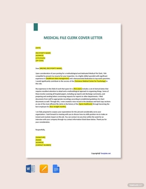 Medical File Clerk Cover Letter