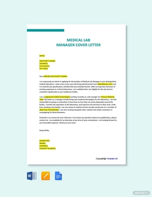 Medical Lab Manager Cover Letter