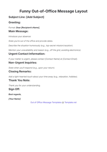 Free Funny Out of Office Message Layout Template to Edit Online