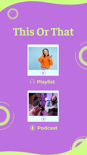 Free Playlists or Podcasts This or That Instagram Story Template to Edit Online