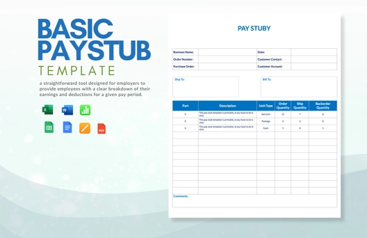 Basic Pay Stub Template