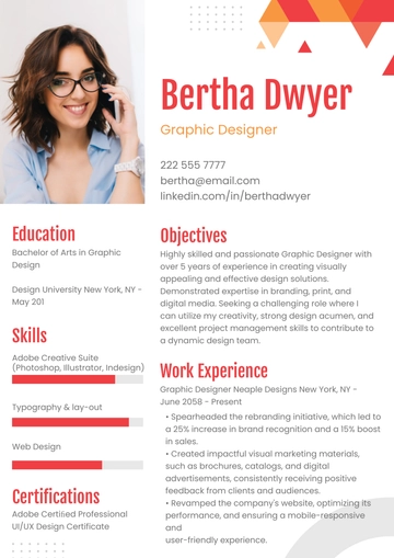 Free Graphic Designer CV Template to Edit Online