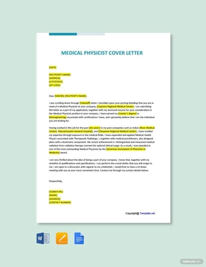 Medical Physicist Cover Letter