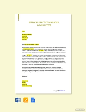 Medical Practice Manager Cover Letter