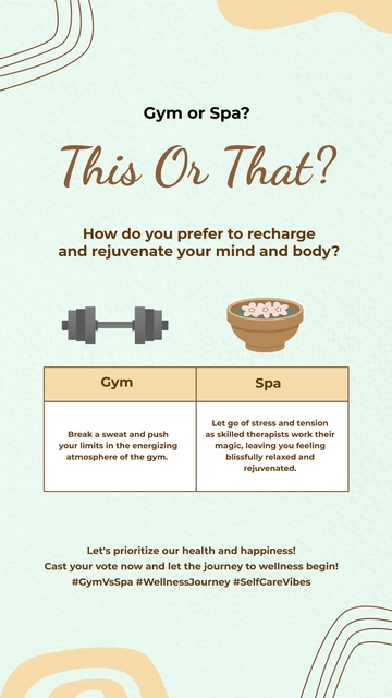 Free Gym or Spa This or That Instagram Story Template to Edit Online
