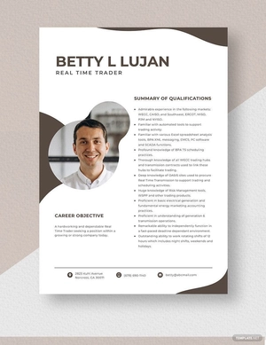 Real Time Trader Resume