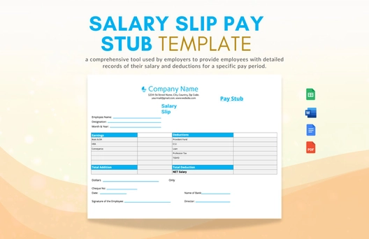 Salary Slip Pay Stub Template