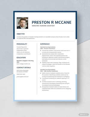 Geriatric Nursing Assistant Resume