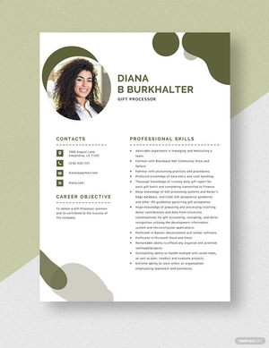 Gift Processor Resume