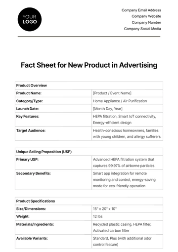 Free Fact Sheet for New Product in Advertising Template to Edit Online