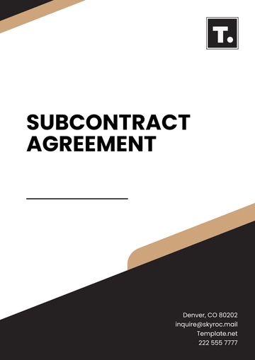 Free Subcontract Agreement Template to Edit Online