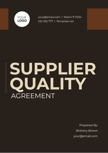 Free Supplier Quality Agreement Template to Edit Online