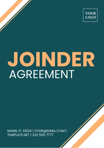 Free Joinder Agreement Template to Edit Online