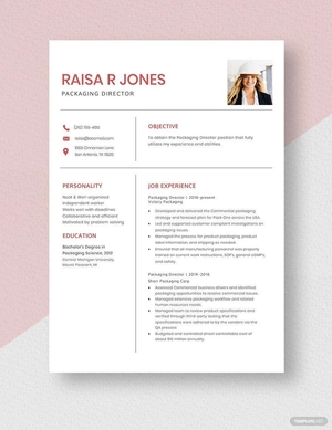 Packaging Director Resume