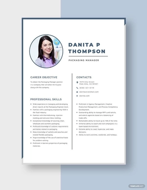Packaging Manager Resume